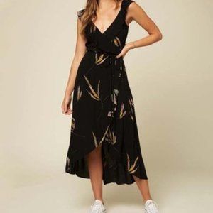 O'Neill | Black Floral Alana Ruffle Wrap Dress - Juniors
